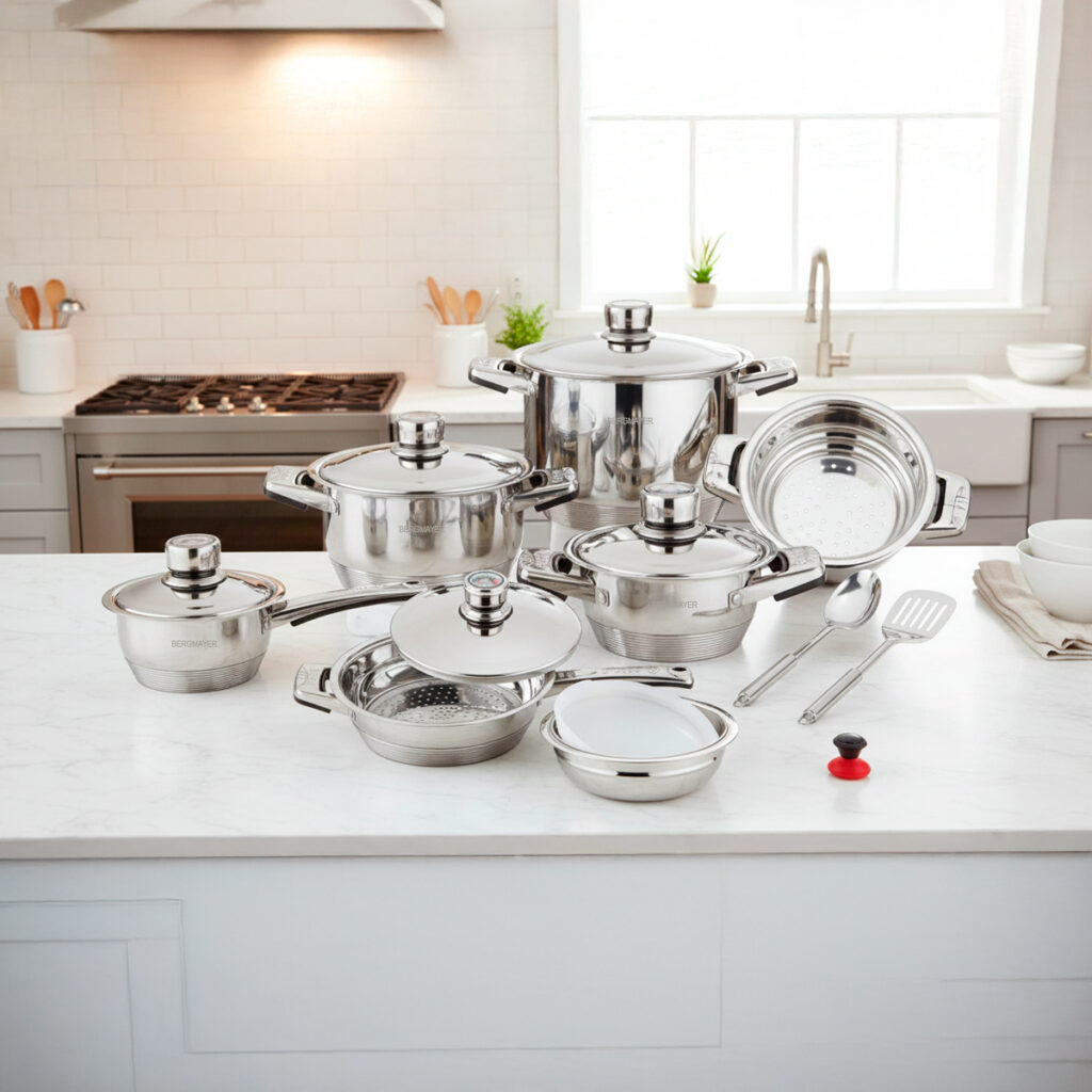 Batería de Cocina 16 Piezas Bergmayer – Acero Inoxidable 12 Capas