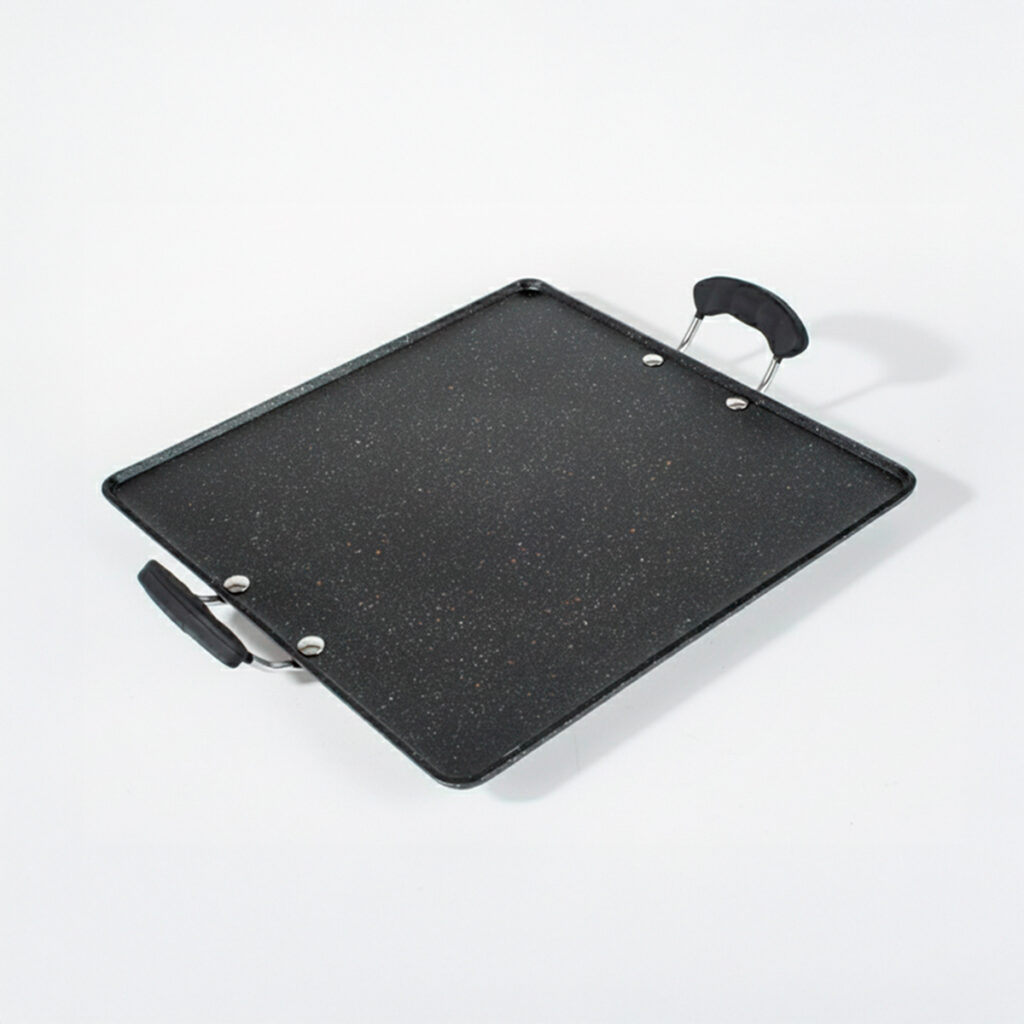 Comal Cuadrado Swiss Silver – Mármol Negro 33×34 cm