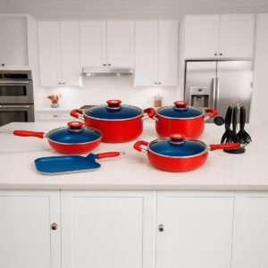 Batería de Cocina 15 Piezas HSM Cook’s Master – Edición Rojo/Azul