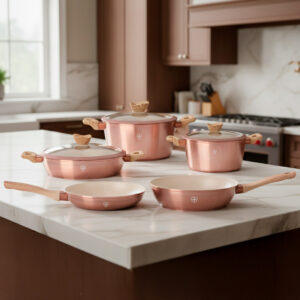 Batería de Cocina 10 Piezas Swiss Silver – Edición Bronce