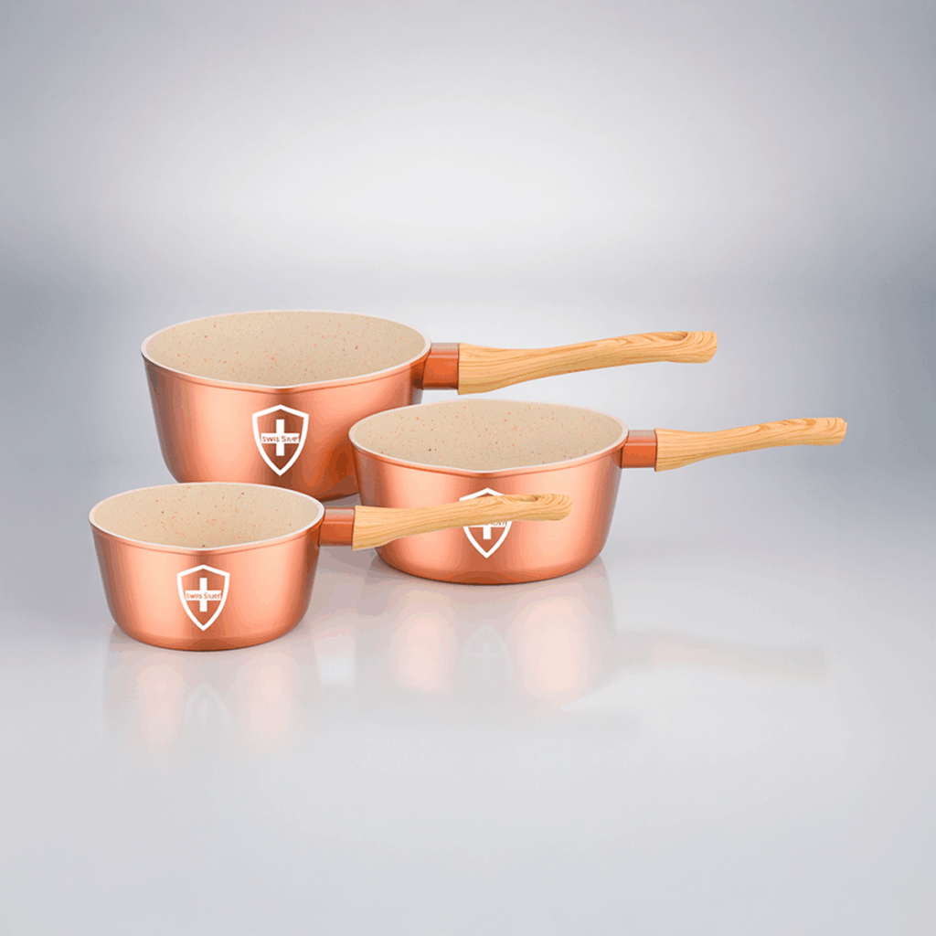 Set de 3 Ollas Lecheras Swiss Silver – Edición Bronce