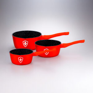 Set de 3 Ollas Lecheras Swiss Silver – Edición Roja/Negro