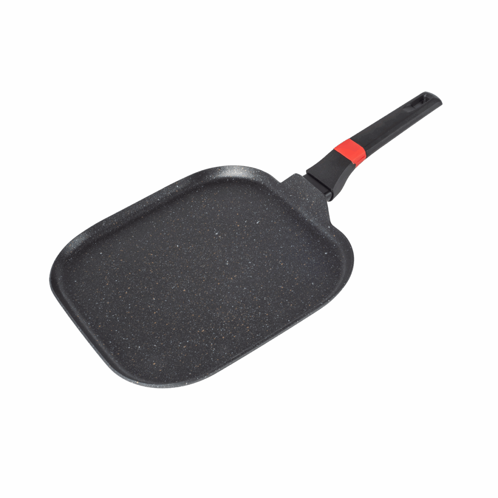 Comal Cuadrado Swiss Silver – Mármol Negro 29×29 cm